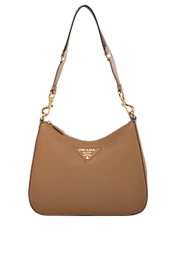 Brown women's genuine leather bag