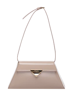 Beige women's genuine leather bag