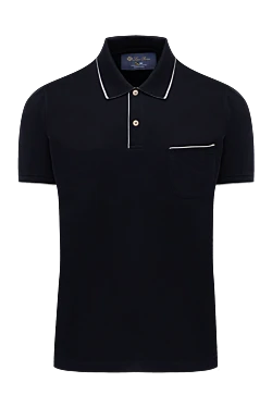 Black cotton and elastane polo for men