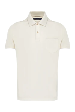 Men's white cotton and elastane polo