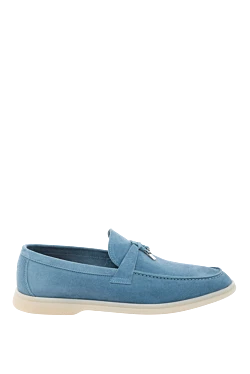 Blue suede loafers for women