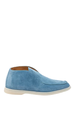 Blue suede loafers for women