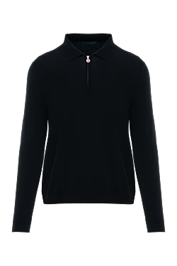 Черное поло с длинным рукавом на молнии мужской шерстяной