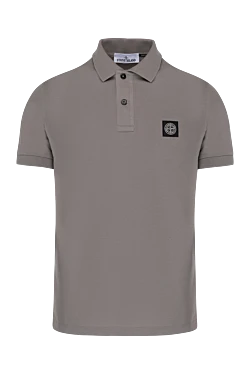 Men's beige cotton and elastane polo