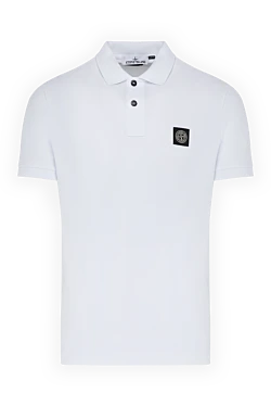 Men's white polo made of cotton and elastane