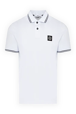 Men's white polo made of cotton and elastane