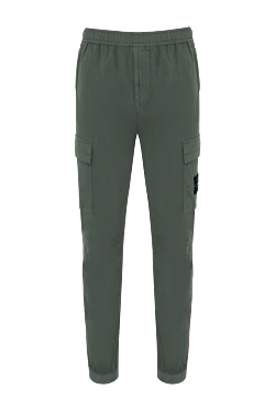 Men's green cotton and elastane trousers