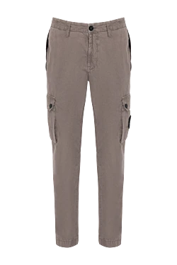 Men's brown cotton and elastane trousers