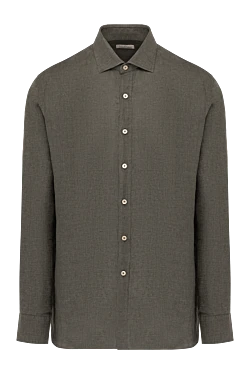 Green men's linen shirt