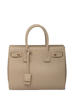 Women's bag, beige, made of genuine leather