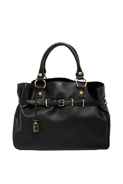 Women's bag, black, made of genuine leather