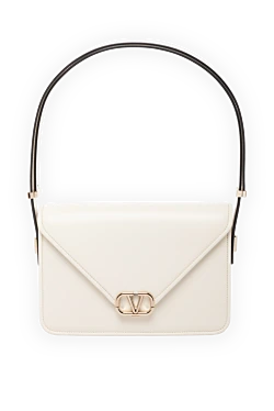 Women's bag, white, made of genuine leather