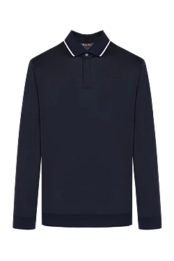 Long sleeve men's blue wool polo