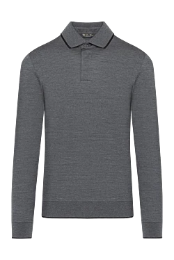 Long sleeve men's gray wool polo