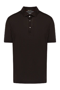 Men's brown linen polo