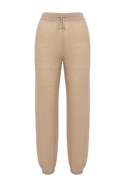 Women's beige knitted cashmere trousers