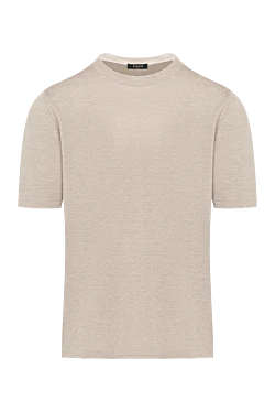 Men's beige cotton jumper with short sleeves