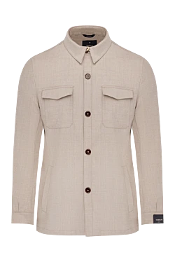 Men's beige jacket made of wool and elastane