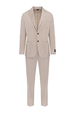 Men's beige suit made of wool and elastane