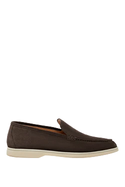 Brown men's loafers made of suede