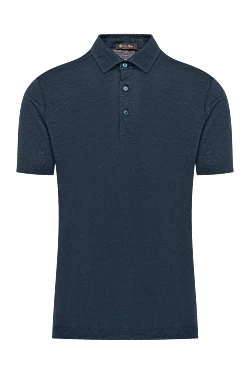 Men's blue linen polo