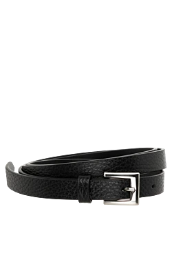 Women's black belt made of genuine leather