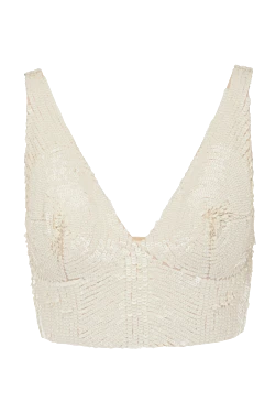 Women's beige top made of polyamide and elastane