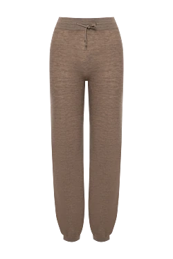 Women's beige knitted cashmere trousers