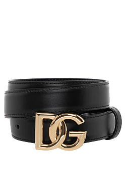 Women's black belt made of genuine leather