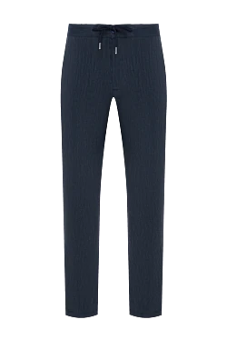Blue men's drawstring trousers