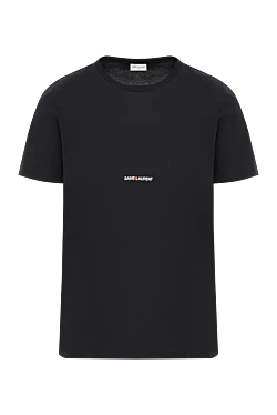 Мужская черная хлопковая футболка с логотипом