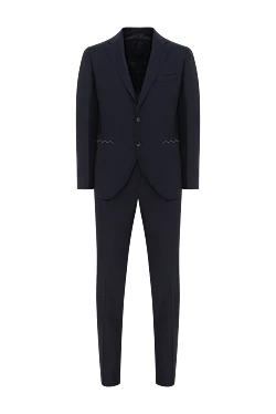 Single-breasted blue suit for men made of wool