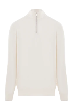 Кашемировый тройер с высоким воротом и застежкой-молнией на половину длины белый