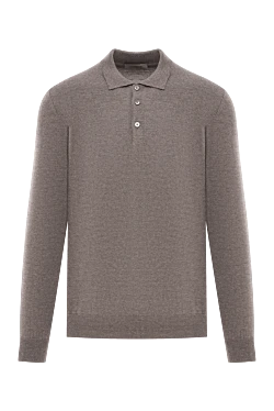 Brown wool long sleeve button down polo shirt