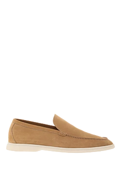 Күдері бежевыйдан жасалған логотипі бар жазғы серуендеу моказиндері