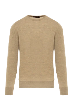 Песочный джемпер из шерсти премиального качества с круглым вырезом