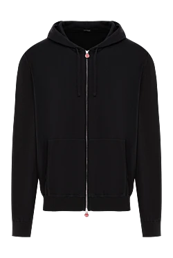 Мужская чёрная кофта на молнии хлопковая с капюшоном