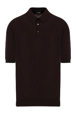 Мужское поло трикотажное коричневое с классическим воротником