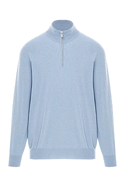 Мужской кашемировый троер на молнии голубого цвета