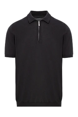 Поло черное хлопковое с планкой на молнии