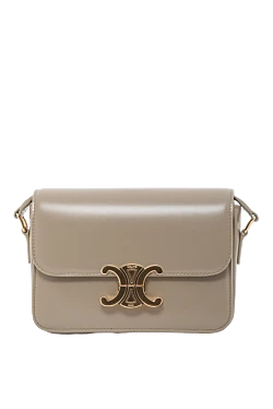 Сумка молодежная Triomphe из блестящей телячьей кожи серая