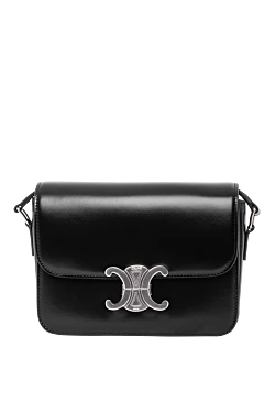 Сумка молодежная Triomphe из блестящей телячьей кожи черная