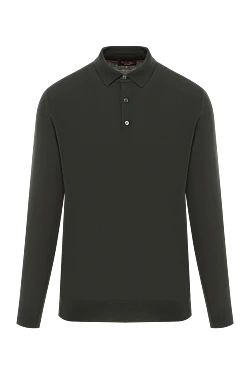 Поло с длинными рукавами из ультратонкой шерсти Wish зеленое