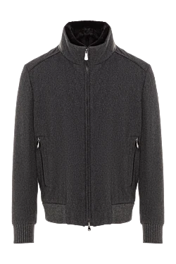 Мужская куртка-бомбер из кашемира с воротником из овчины