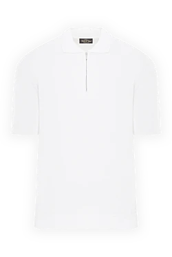 Белое мужское трикотажное поло на молнии