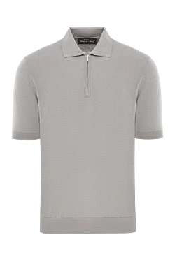 Мужская рубашка поло светло-серого цвета на молнии