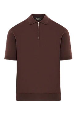 Мужская коричневая рубашка поло из хлопка на молнии