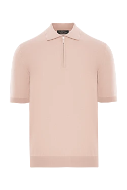 Мужское поло в бежевом цвете из натурального хлопка на молнии