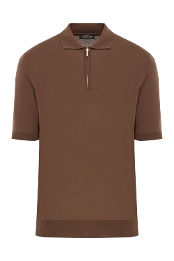 Мужское коричневое поло на молнии из натурального хлопка