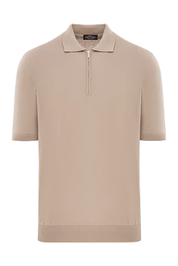 Бежевое поло на молнии из натурального хлопка